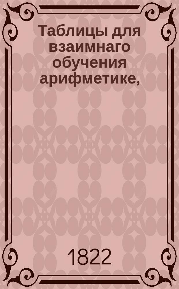 Таблицы для взаимнаго обучения арифметике,