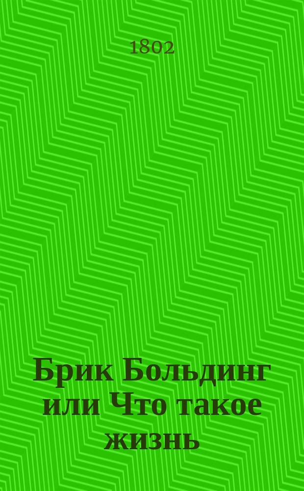 Брик Больдинг или Что такое жизнь : Англо-франко-италианской роман : Содержащий в себе всякаго роду приключения какия могут случится в течение жизни человеческой