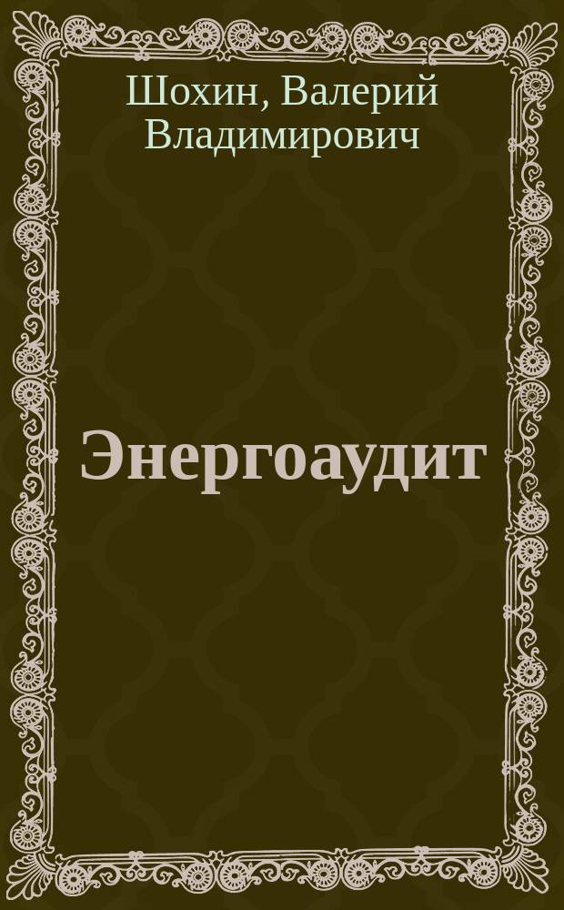 Энергоаудит : учебное пособие