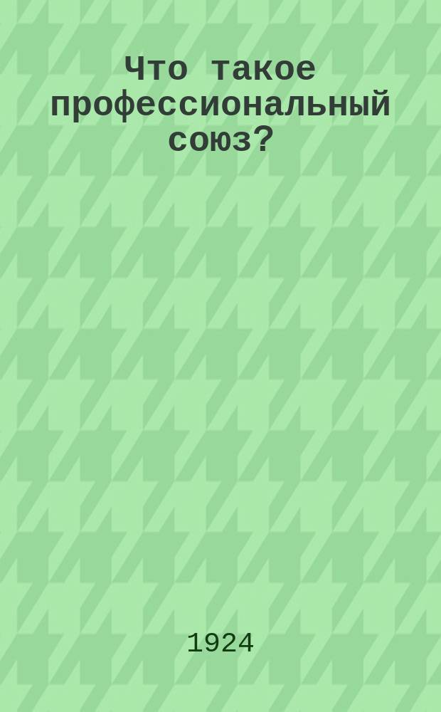 Что такое профессиональный союз?