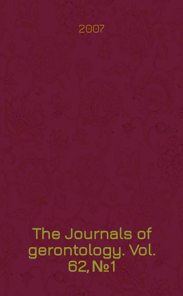 The Journals of gerontology. Vol. 62, № 1
