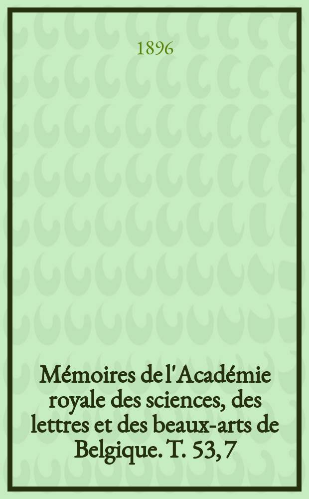 Mémoires de l'Académie royale des sciences, des lettres et des beaux-arts de Belgique. T. 53, 7 : De secten der geeselaars en der dansers in de Nederlanden tijdens de 14de eeuw = Секта флагеллантов и религиозные секты в Нидерландах в 14 в.