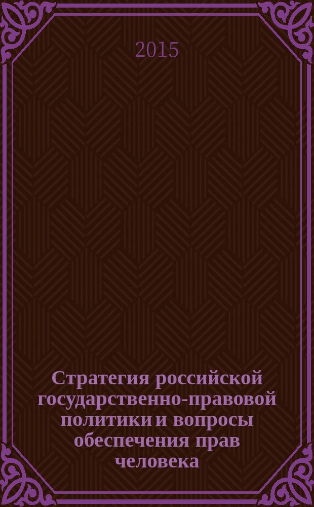 Стратегия российской государственно-правовой политики и вопросы обеспечения прав человека : монография