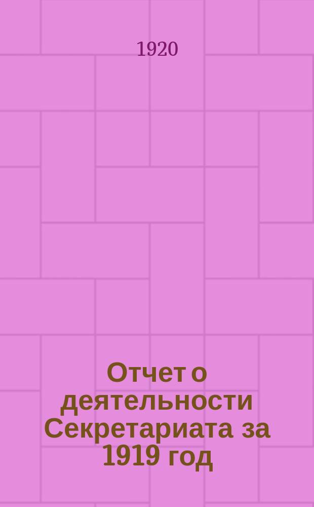 Отчет о деятельности Секретариата за 1919 год