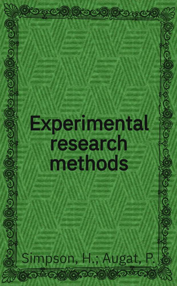 Experimental research methods