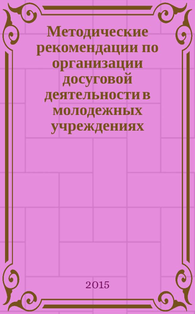Методические рекомендации по организации досуговой деятельности в молодежных учреждениях (центрах)