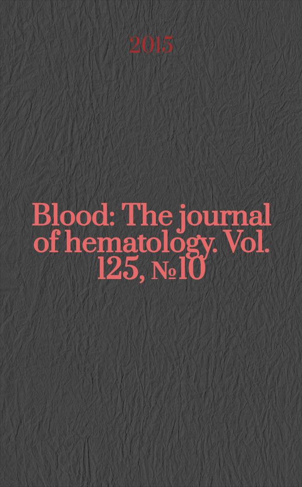 Blood : The journal of hematology. Vol. 125, № 10