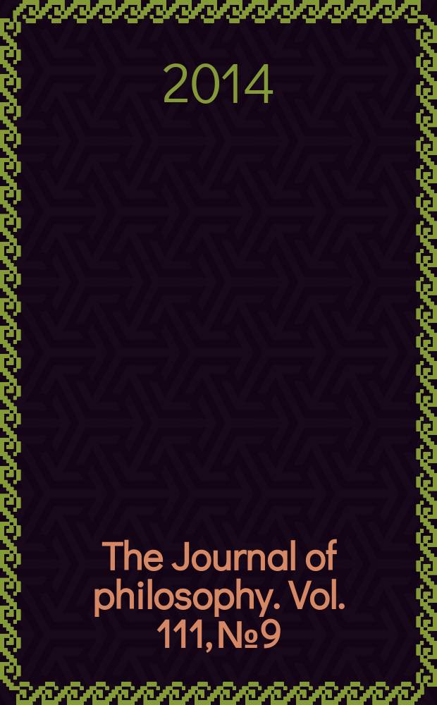 The Journal of philosophy. Vol. 111, № 9/10 : Ontological disagreement = Онтологические разногласия