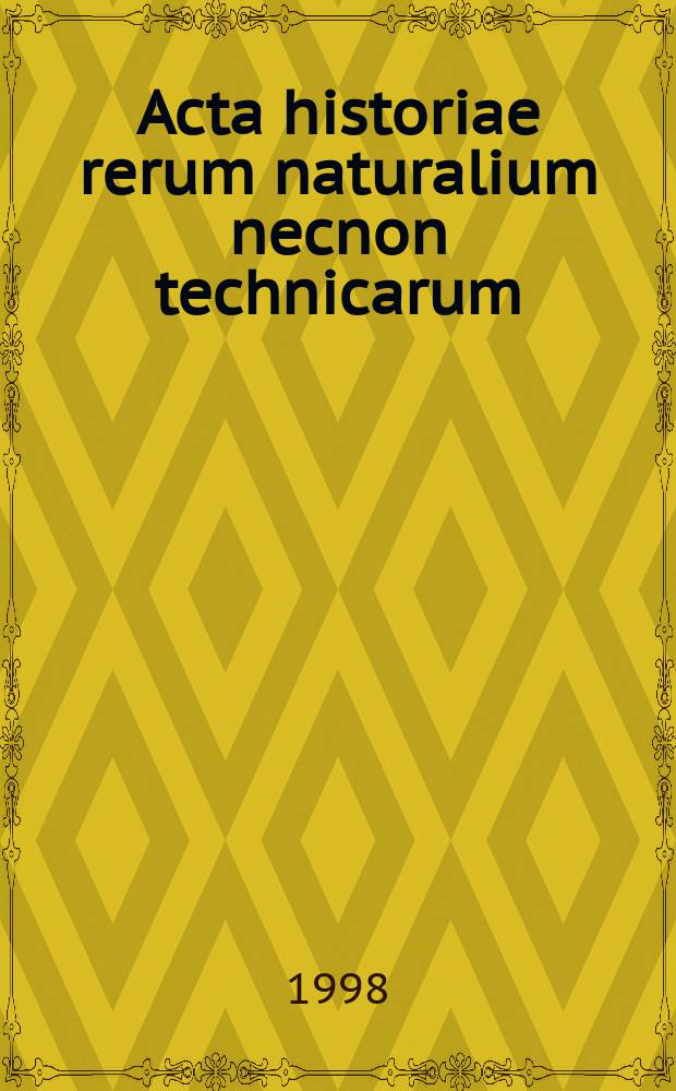 Acta historiae rerum naturalium necnon technicarum : Czechoslovak studies in the history of science. N.S., vol. 2 : Mysterium cosmographicum 1596-1996