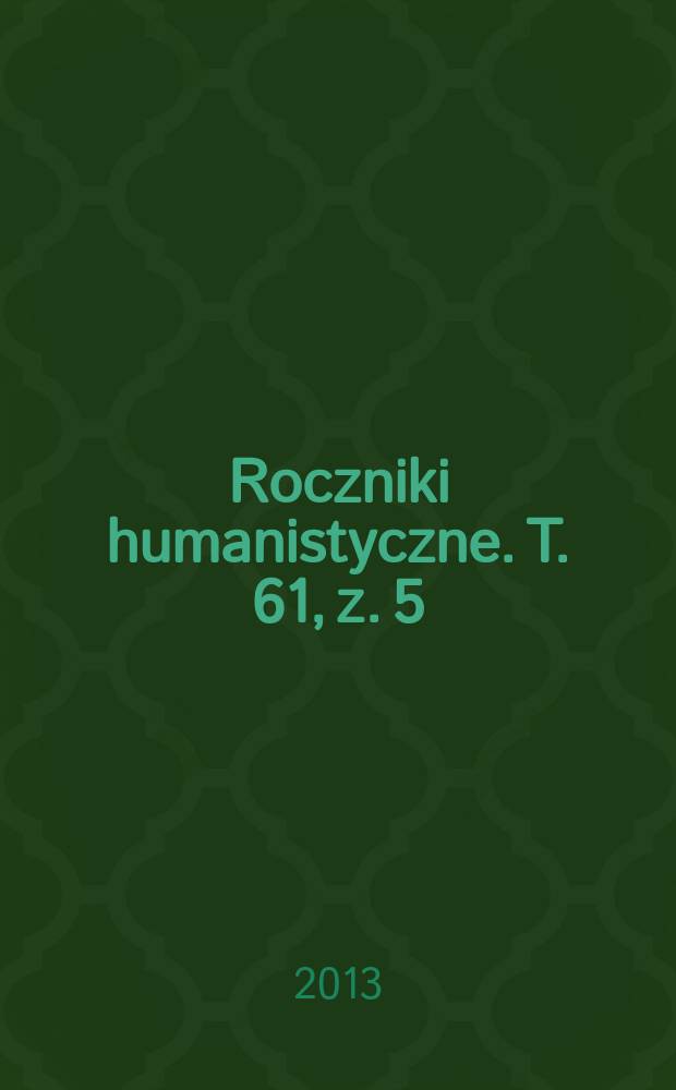 Roczniki humanistyczne. T. 61, z. 5 : Neofilologia