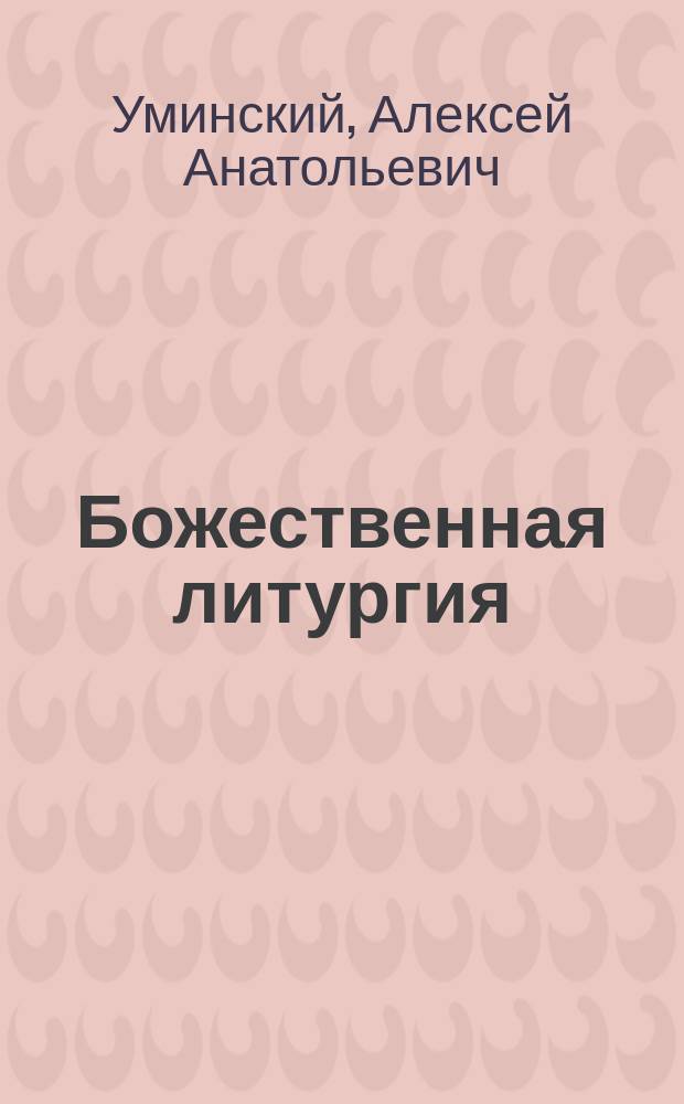 Божественная литургия : объяснение смысла, значения, содержания