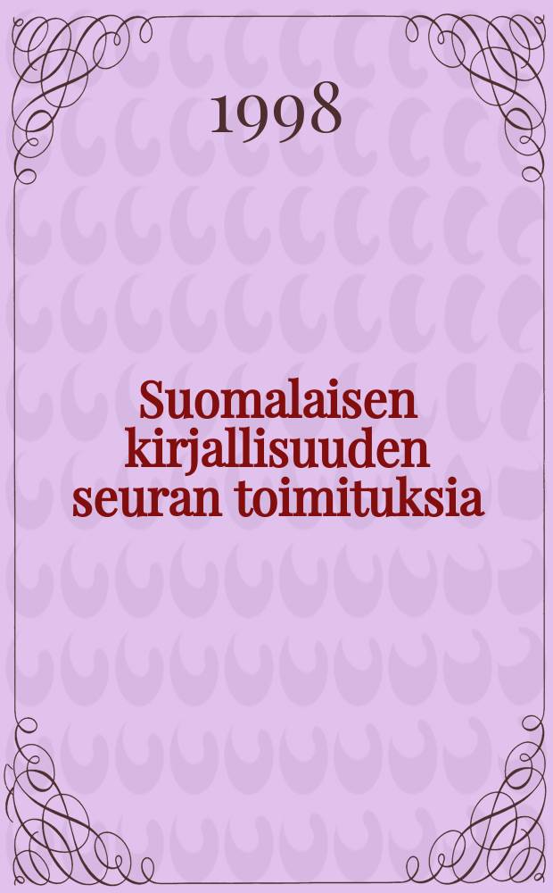 Suomalaisen kirjallisuuden seuran toimituksia : Sumea kieli