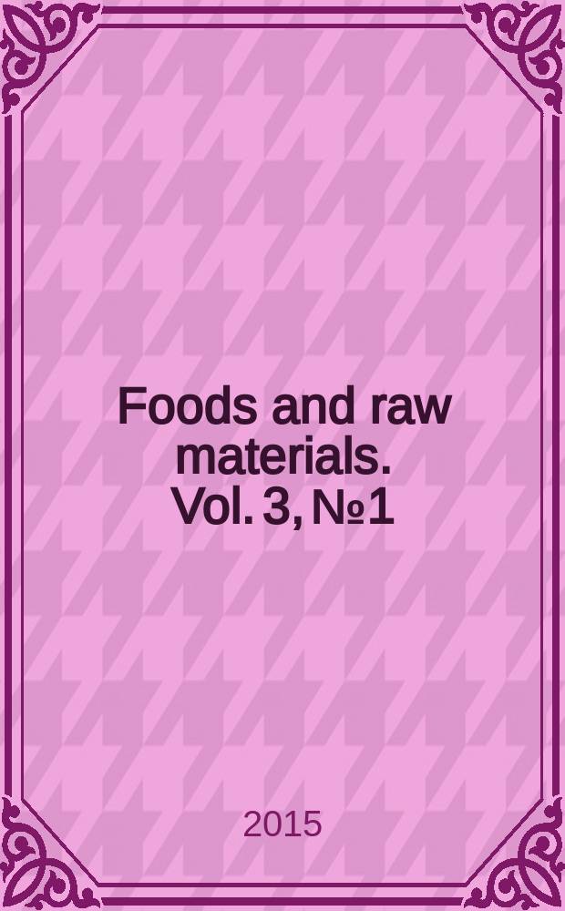 Foods and raw materials. Vol. 3, № 1
