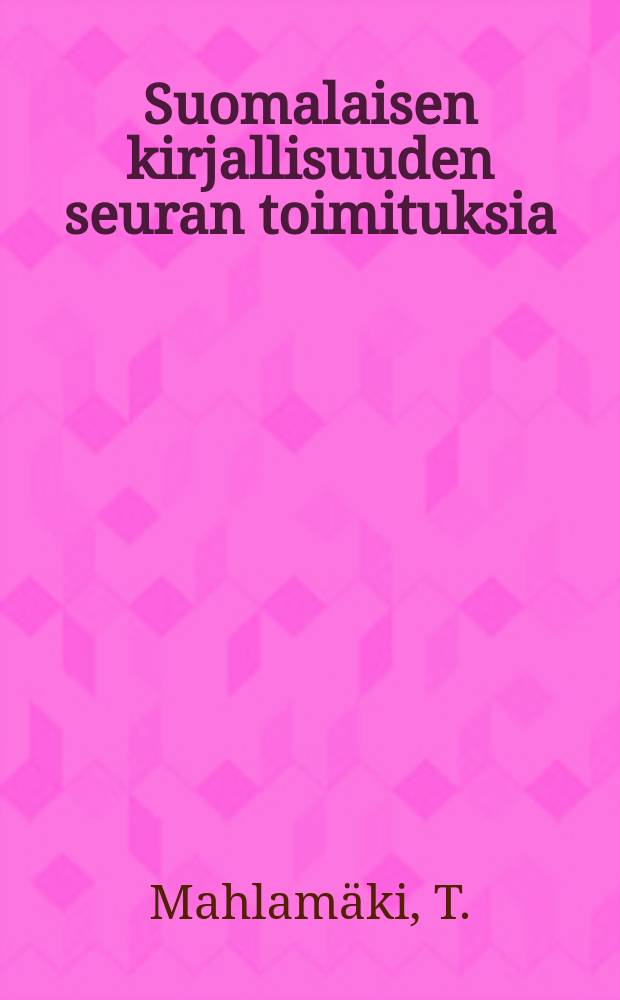 Suomalaisen kirjallisuuden seuran toimituksia : Naisia kansalaisuuden kynnyksell&auml;
