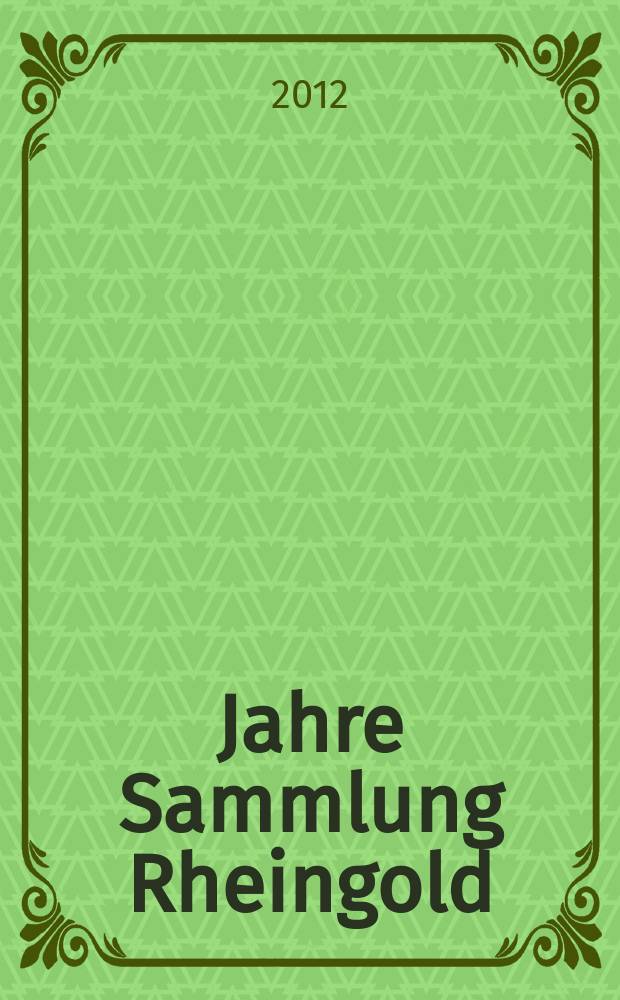 10 Jahre Sammlung Rheingold = 10 years Rheingold Collection : erscheint anlässlich des zehnjährigen Jubiläums der Sammlung Rheingold : Ausstellungen: Orchesterwechsel, 22. April - 28. Oktober 2012 Schloss Dyck, Juwelen im Rheingold, 27. September - 25. November 2012, Kunsthalle Düsseldorf, Rheingold. Edition Bewegte Bilder, 29. September 2012 - 20. Januar 2013, Museum Ludwig, Köln, Andreas Siekmann. Verhandlungen unter Zeitdruck, Aus: Faustpfand, Treuhand und die unsichtbare Hand, 30. September -18. November 2012, Städtisches Museum Abteiberg, Mönchengladbach, Durchsucht, fixiert, geordnet. Zeitgenössische Fotografie in der Sammlung Rheingold, 7. Oktober - 25. November 2012, Museum für Gegenwartskunst Siegen = 10 лет Рейнгольд коллекции.