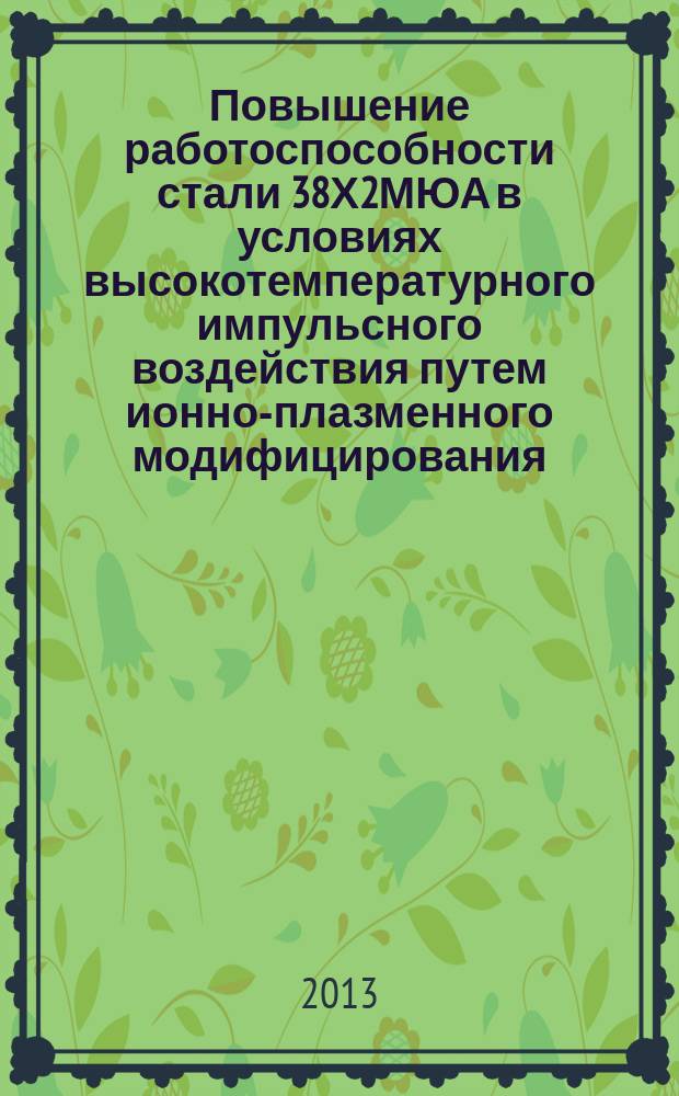 Повышение работоспособности стали 38Х2МЮА в условиях высокотемпературного импульсного воздействия путем ионно-плазменного модифицирования : автореферат диссертации на соискание ученой степени кандидата технических наук : специальность 05.16.09 <Материаловедение по отраслям>