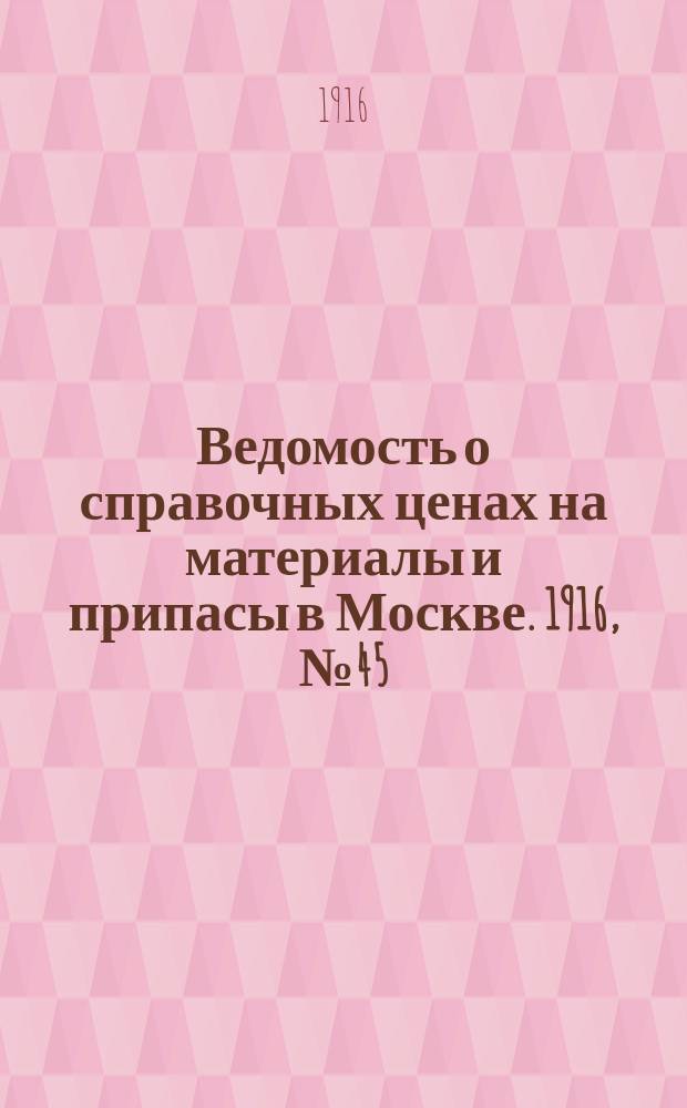 Ведомость о справочных ценах на материалы и припасы в Москве. 1916, № 45