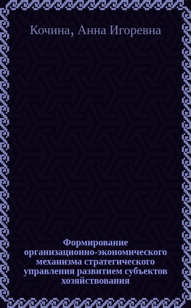 Формирование организационно-экономического механизма стратегического управления развитием субъектов хозяйствования, отраслевых составляющих сферы услуг : автореферат диссертации на соискание ученой степени кандидата экономических наук : специальность 08.00.05 <Экономика и управление народным хозяйством по отраслям и сферам деятельности>