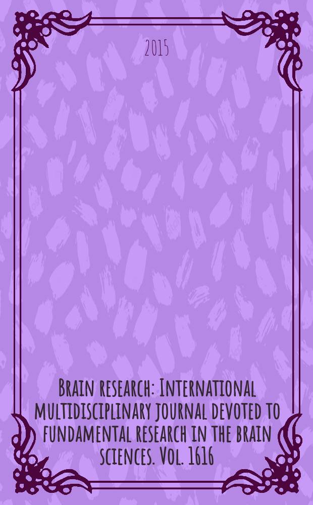 Brain research : International multidisciplinary journal devoted to fundamental research in the brain sciences. Vol. 1616