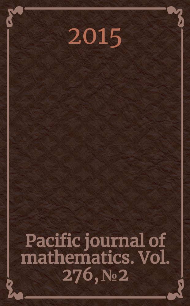 Pacific journal of mathematics. Vol. 276, № 2