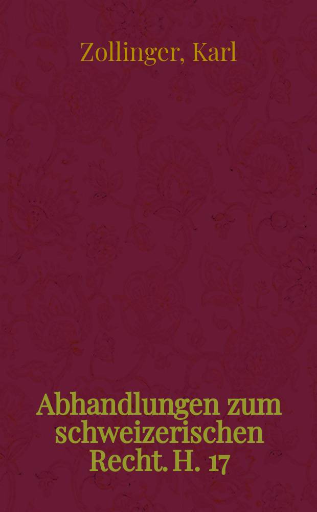 Abhandlungen zum schweizerischen Recht. H. 17 : Das Wasserrecht der Langeten = Водное право, историко-правовые исследования