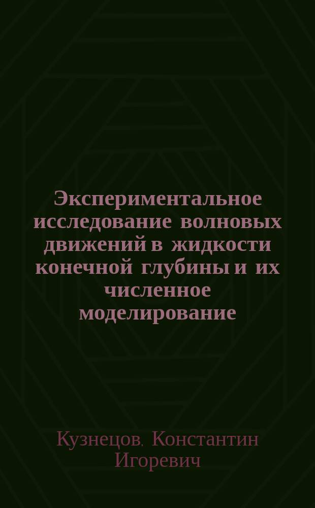 Экспериментальное исследование волновых движений в жидкости конечной глубины и их численное моделирование : автореферат диссертации на соискание ученой степени кандидата физико-математических наук : специальность 01.02.05 <Механика жидкости, газа и плазмы>
