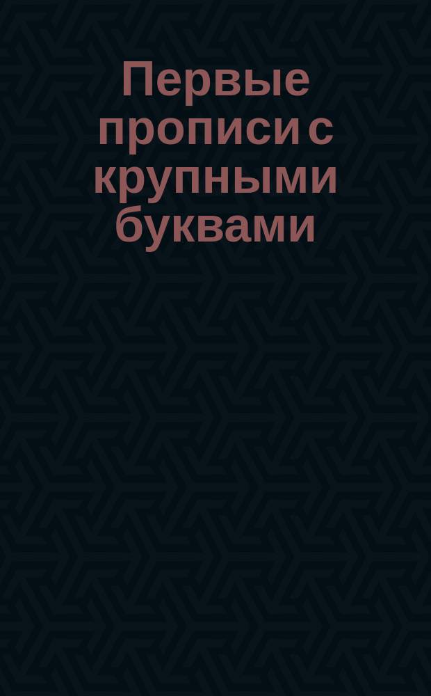 Первые прописи с крупными буквами : для дошкольного возраста : 0+