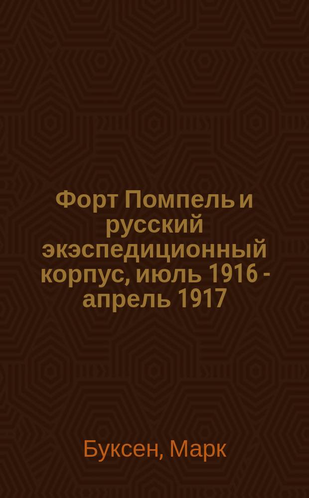 Форт Помпель и русский экэспедиционный корпус, июль 1916 - апрель 1917