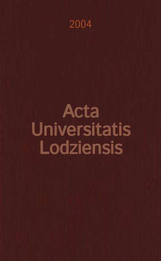 Acta Universitatis Lodziensis : Application of multivariate statistical analysis