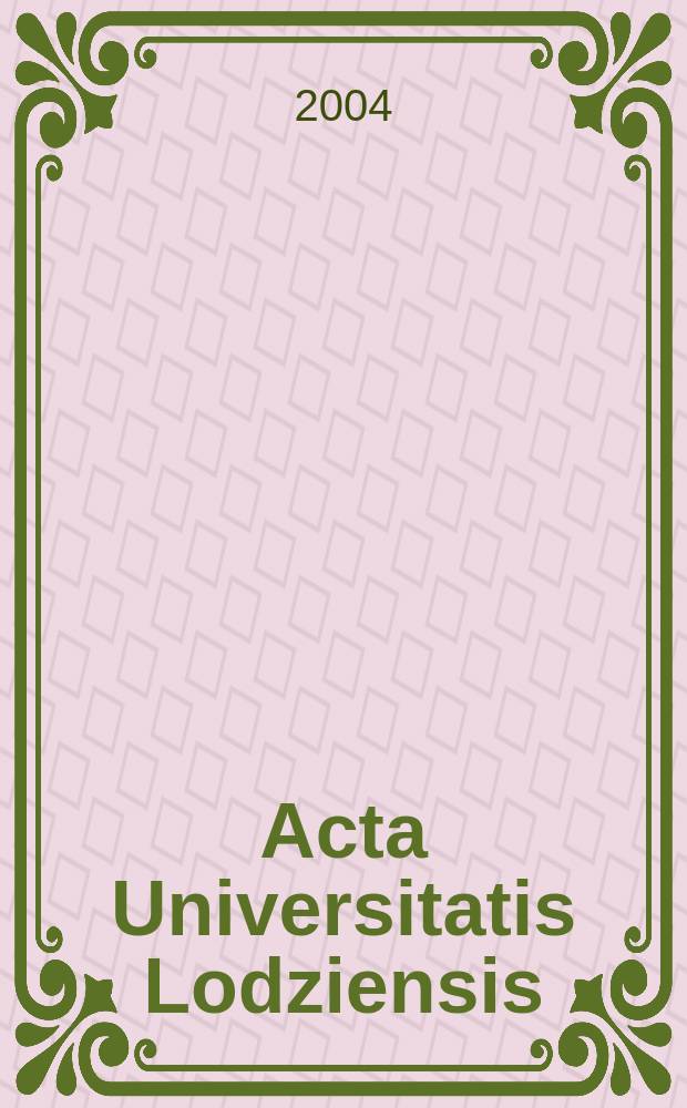 Acta Universitatis Lodziensis : Członkostwo Polski w Unii Europejskiej