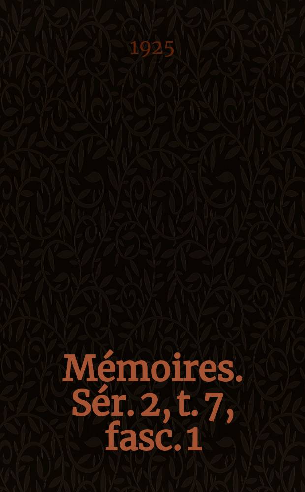 Mémoires. Sér. 2, t. 7, fasc. 1 : Contribution à l'étude des crustacés décapodes de la période jurassique = Вклад в изучение десятиногих раков юрского периода