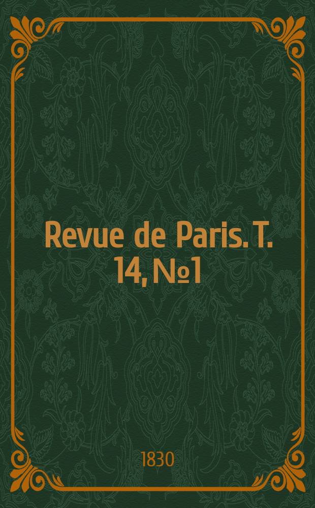 Revue de Paris. T. 14, №1