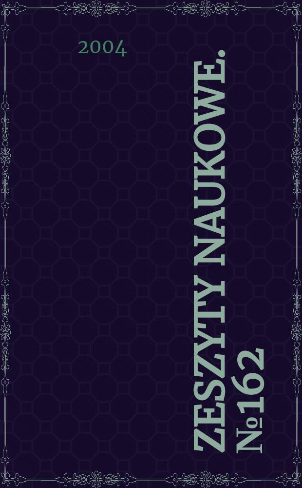 Zeszyty naukowe. № 162 : Wielowymiarowa analiza przestrzennego...