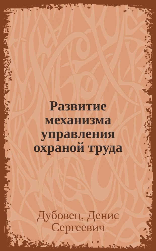 Развитие механизма управления охраной труда : автореферат диссертации на соискание ученой степени кандидата экономических наук : специальность 08.00.05 <Экономика и управление народным хозяйством по отраслям и сферам деятельности>