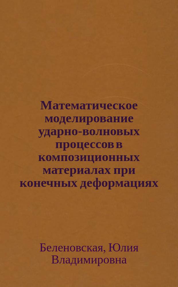 Математическое моделирование ударно-волновых процессов в композиционных материалах при конечных деформациях : автореферат диссертации на соискание ученой степени кандидата физико-математических наук : специальность 05.13.18 <Математическое моделирование, численные методы и комплексы программ>