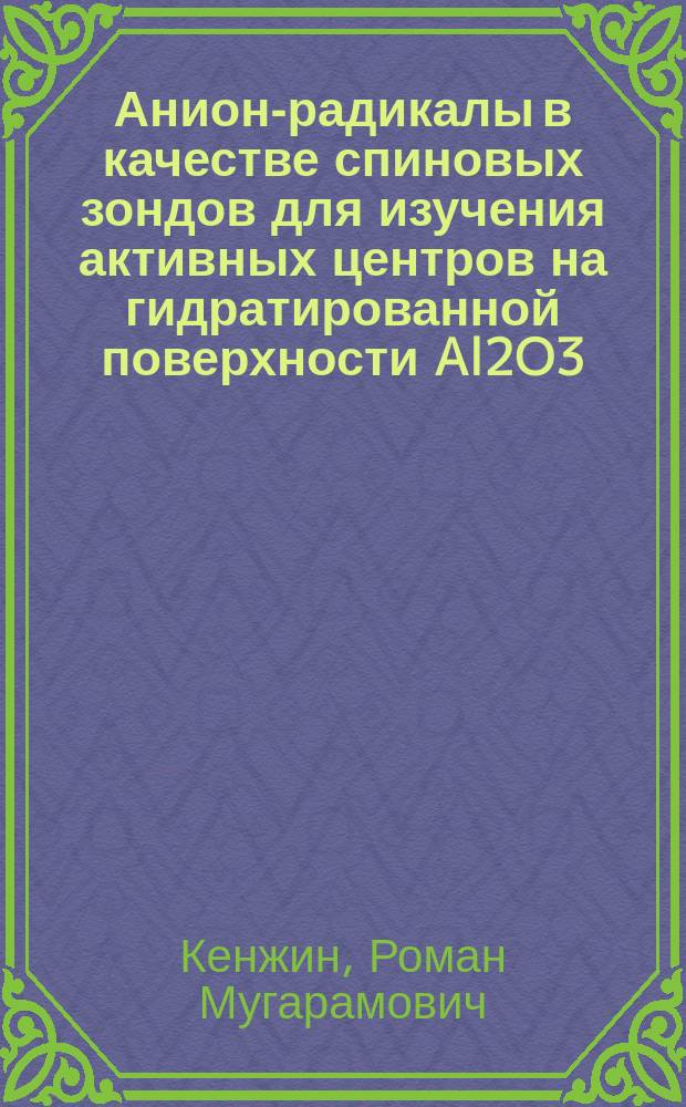 Анион-радикалы в качестве спиновых зондов для изучения активных центров на гидратированной поверхности Al2O3, ZrO2 и катализаторов на их основе : автореферат диссертации на соискание ученой степени кандидата химических наук : специальность 02.00.15 <Кинетика и катализ>