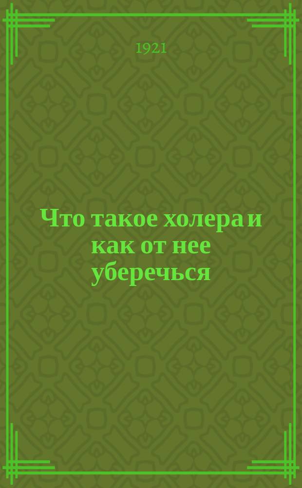 Что такое холера и как от нее уберечься