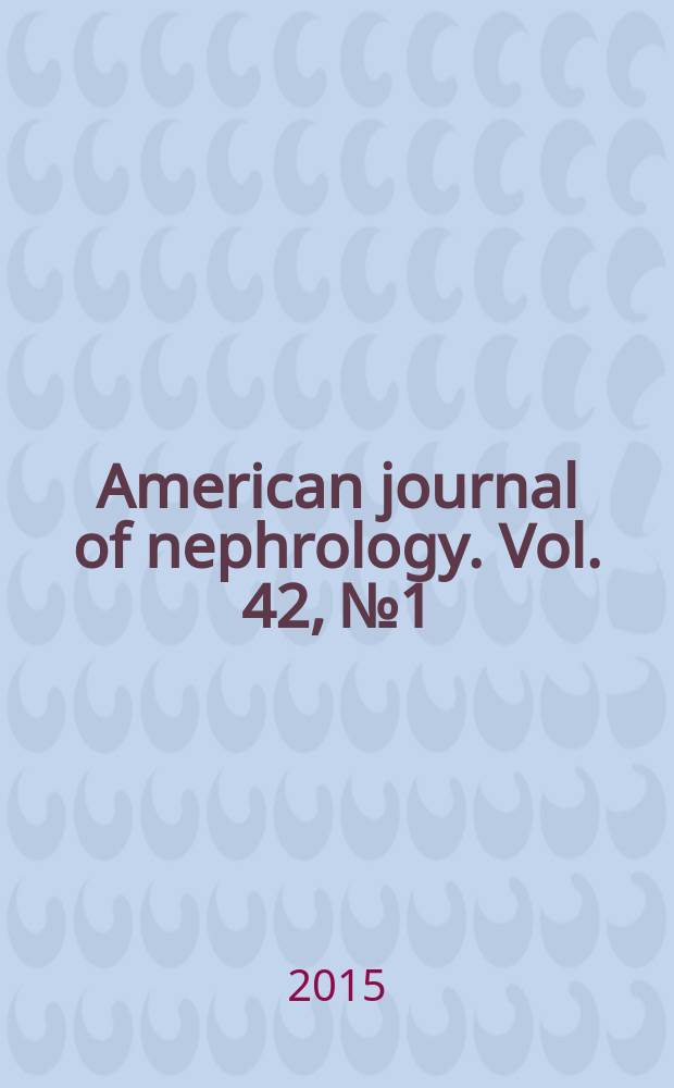 American journal of nephrology. Vol. 42, № 1