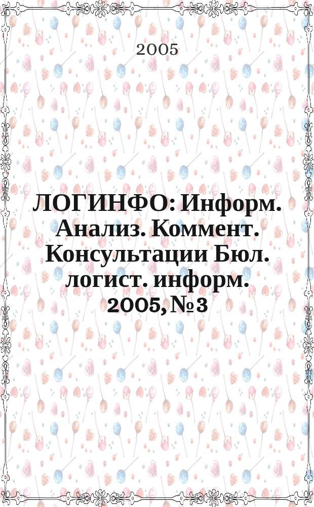 ЛОГИНФО : Информ. Анализ. Коммент. Консультации Бюл. логист. информ. 2005, № 3