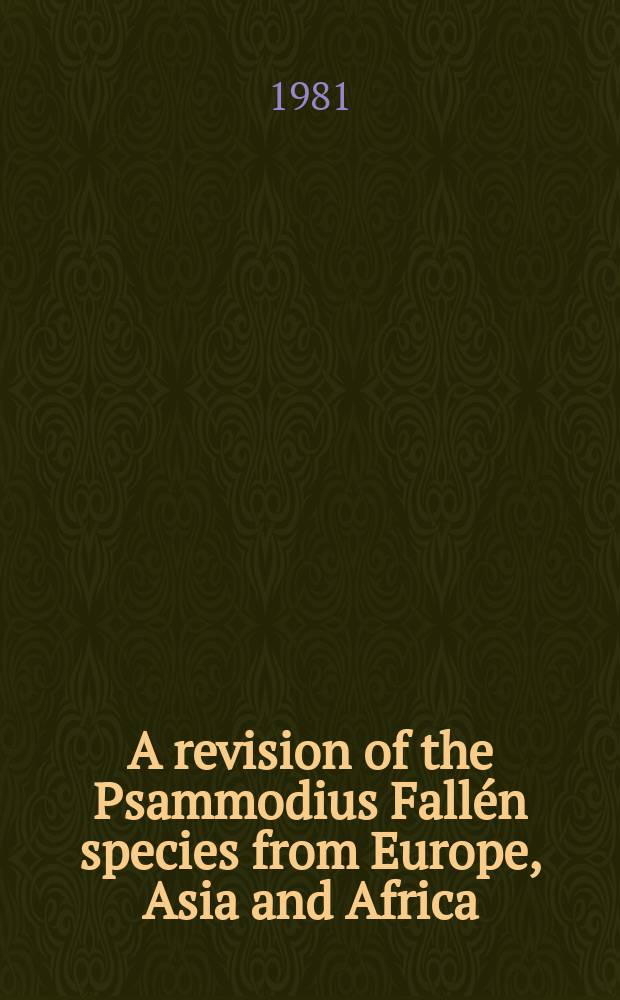 A revision of the Psammodius Fallén species from Europe, Asia and Africa