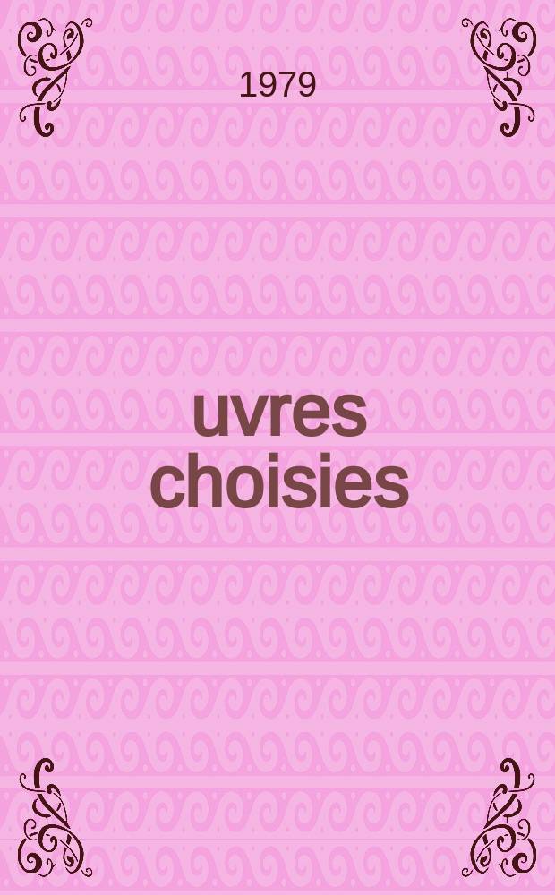 &OElig;uvres choisies