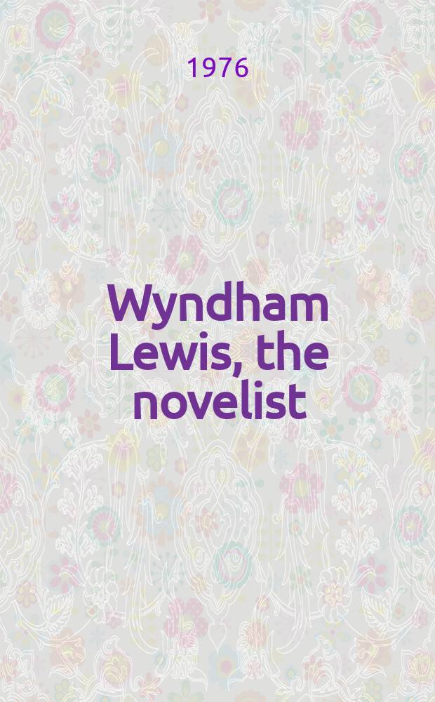 Wyndham Lewis, the novelist