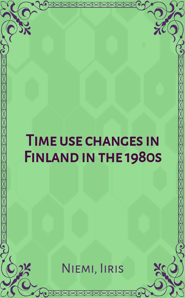 Time use changes in Finland in the 1980s