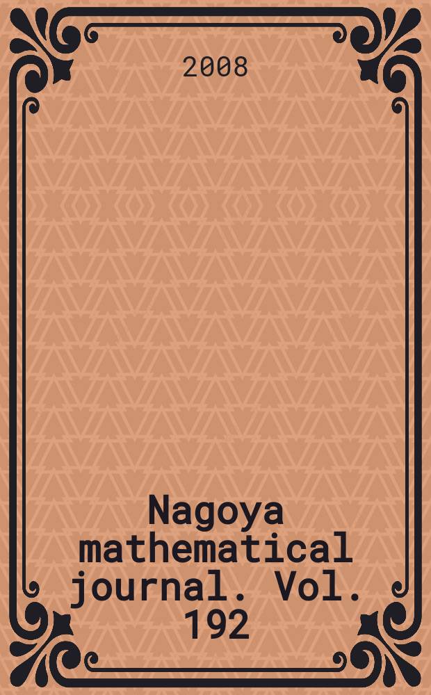 Nagoya mathematical journal. Vol. 192