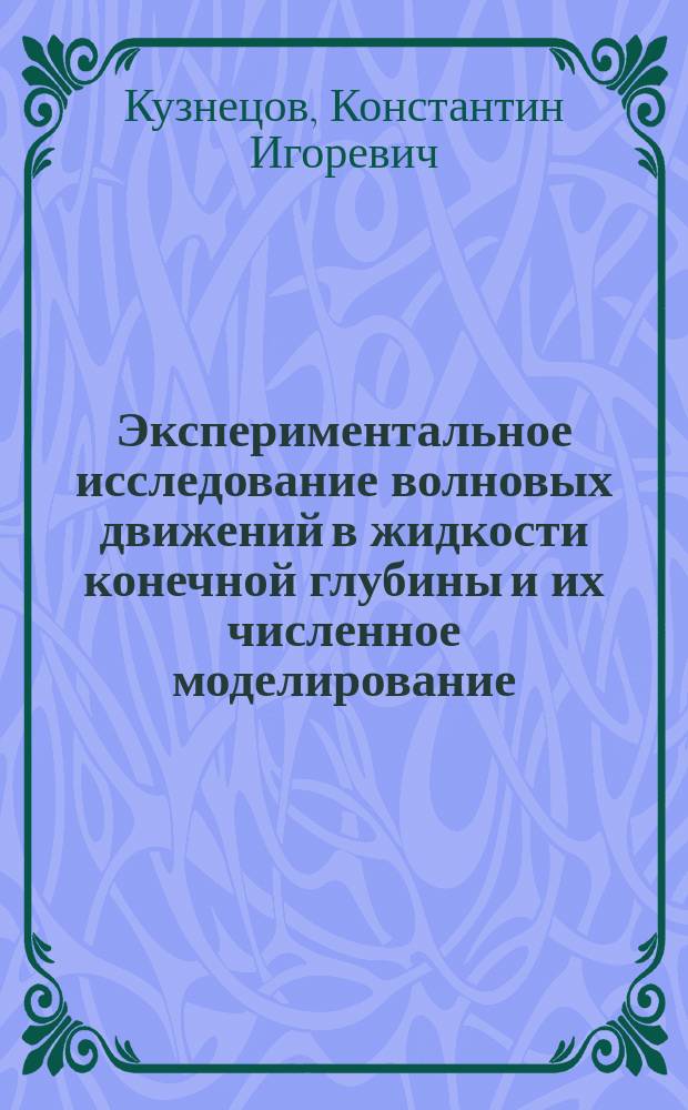 Экспериментальное исследование волновых движений в жидкости конечной глубины и их численное моделирование : монография