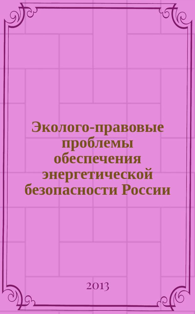 Эколого-правовые проблемы обеспечения энергетической безопасности России : автореферат диссертации на соискание ученой степени кандидата юридических наук : специальность 12.00.06 <Природоресурсное право; аграрное право; экологическое право>