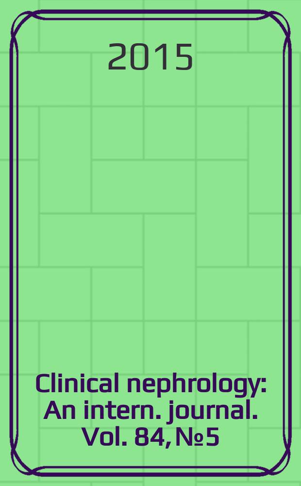 Clinical nephrology : An intern. journal. Vol. 84, № 5