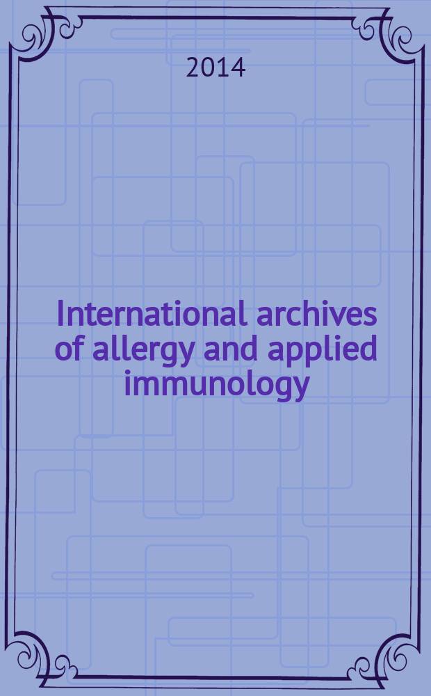 International archives of allergy and applied immunology : Official organ of the international assoc. of allergists. Vol. 165, № 4