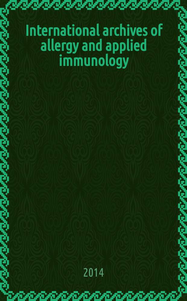 International archives of allergy and applied immunology : Official organ of the international assoc. of allergists. Vol. 164, № 2