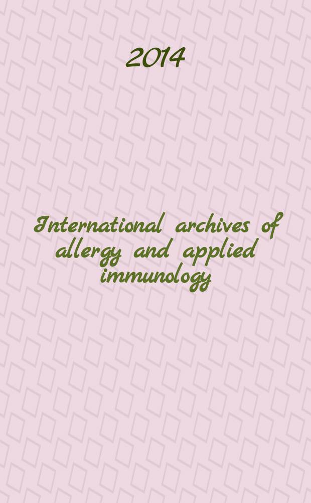 International archives of allergy and applied immunology : Official organ of the international assoc. of allergists. Vol. 163, № 3